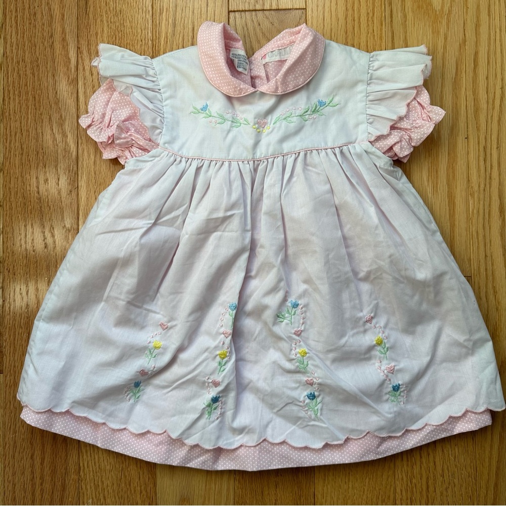 Vintage Embroidered Smocked Dress